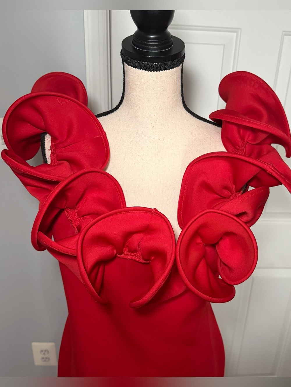 NWT Red Ruffle-Trim Maxi Gown - Picture 2 of 3